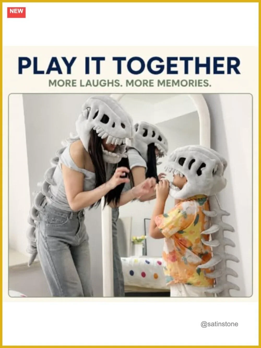 3D Spinosaurus Skull Mask & Plush Spine Dinosaur Skeleton Costume Cosplay